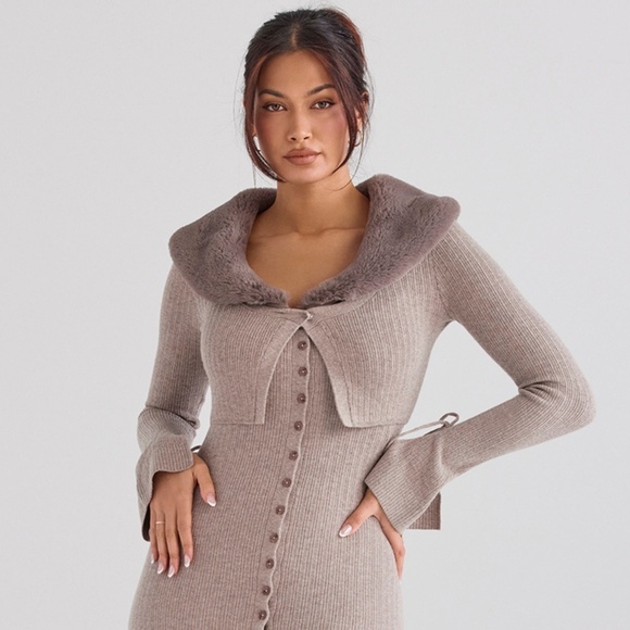 NEW House of CB Dahlia Cardigan Beige / Camel Small - Picture 8 of 15